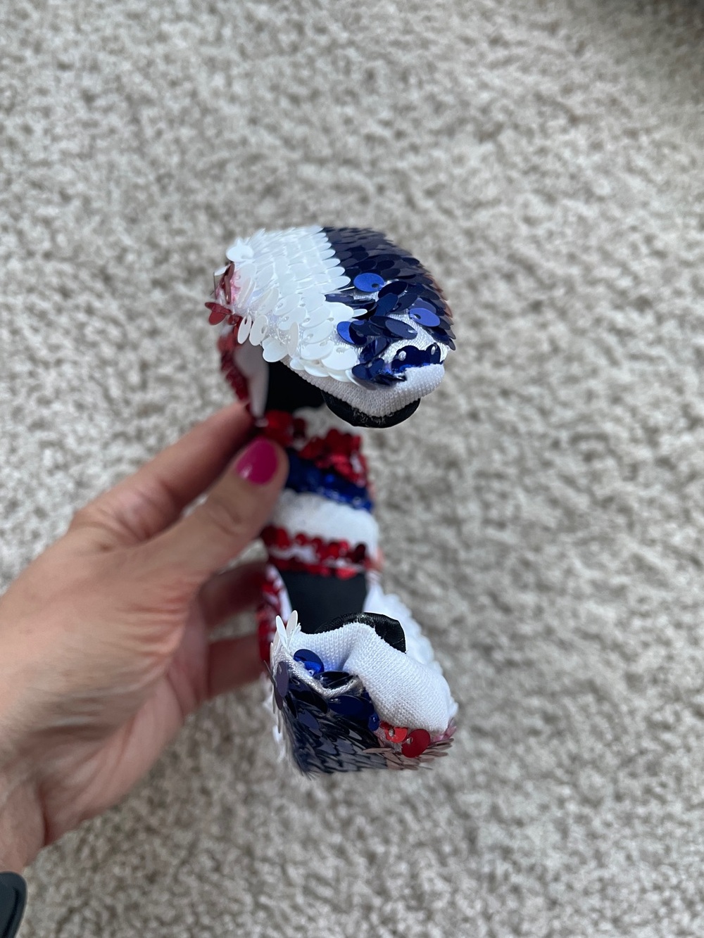 Sequin Knotted Headband in Red White & Blue - Patriotic USA Fourth of July - Picture 10 of 11